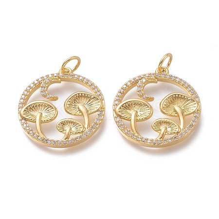 Autumn Theme Brass Micro Pave Clear Cubic Zirconia Pendants ZIRC-H104-01-G-1