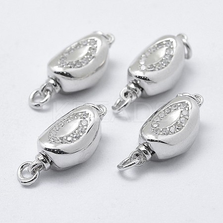 Anti-Tarnish Rhodium Plated 925 Sterling Silver Cubic Zirconia Box Clasps STER-F037-062P-1