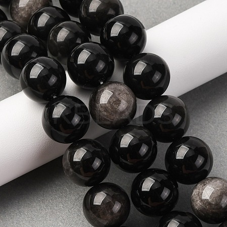 Natural Silver Sheen Obsidian Beads Strands G-F808-C01-16mm-1