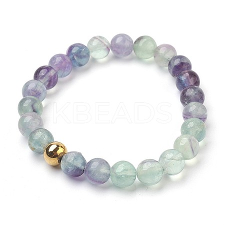 Natural Fluorite Beads Stretch Bracelets BJEW-JB03852-04-1