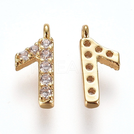 Brass Micro Pave Clear Cubic Zirconia Charms ZIRC-L075-60A-01G-1