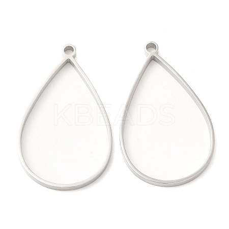 Non-Tarnish 304 Stainless Steel Open Back Bezel Teardrop Pendants STAS-Z040-11A-P-1