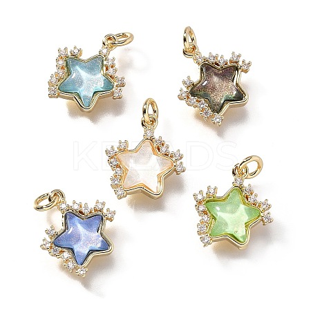 Brass Micro Pave Cubic Zirconia Charms KK-Q043-04G-1
