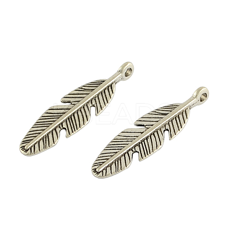 Tibetan Style Alloy Feather Pendants LS-TIBEP-1360-AS-FF-1