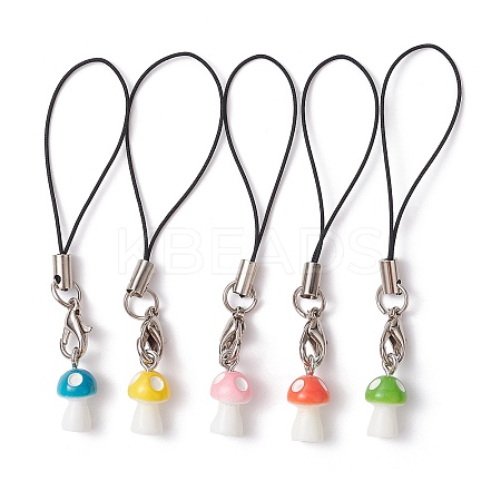 Opaque Resin Mushroom Mobile Straps HJEW-JM01506-1