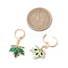 Maple Leaf Brass Micro Pave Cubic Zirconia Leverback Earrings EJEW-JE06916-02-4