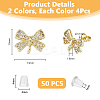 Rack Plating Brass & Cubic Zirconia Stud Earring Findings KK-DC0004-24-2