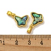 Rack Plating Brass Pave Natural Paua Shell Butterfly Charms KK-U025-01G-02-3