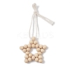 Wooden Star Pendant Decorations HJEW-P019-08B-1