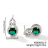 Geometric Hollow Design Brass Rhinestone Stud Earrings LS-MB5666-3-1