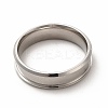 201 Stainless Steel Grooved Finger Ring Settings STAS-P323-03P-2