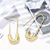 304 Stainless Steel Safety Pin Charm Huggie Hoop Earrings for Women Ion Plating(IP) EJEW-C096-41G-5