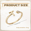 1Pc Brass Micro Pave Clear Cubic Zirconia Open Cuff Rings for Women RJEW-LP0002-37T-2