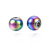 Rack Plating Rainbow Color 304 Stainless Steel Beads STAS-S119-081C-01-3