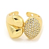 Oval Clear Cubic Zirconia Open Cuff Ring RJEW-L121-042G-2
