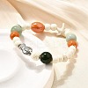 Porcelain Beads & Synthetic Howlite Beads Stretch Bracelets for Women LS-BJEW-D307-02B-5