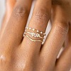 3Pcs Rhombus Zinc Alloy with Crystal Rhinestone Finger Rings FS-WG622CD-05-2