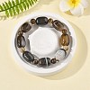 Natural Banded Agate Bead Stretch Bracelets G-P570-01M-1