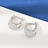 Oval Brass Micro Pave Clear Cubic Zirconia Hoop Earrings EJEW-S277-10P-A-1
