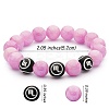 Medium Orchid Natural Yellow Jade Round Beaded Stretch Bracelet BJEW-SW00077-04-7