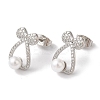 Bowknot Brass Micro Pave Clear Cubic Zirconia Stud Earrings EJEW-A110-06P-2