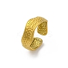 Textured Wave 304 Stainless Steel Open Cuff Rings for Women RJEW-M019-09G-2