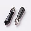 Natural Obsidian Pointed Pendants G-P309-14-2