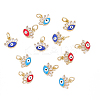 12Pcs 3 Colors Brass Micro Pave Cubic Zirconia Pendants ZIRC-AR0001-12-4