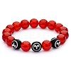 Natural Red Agate Round Beaded Stretch Bracelet BJEW-SW00077-08-1