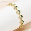 Brass Micro Pave Cubic Zirconia Link Bracelets for Women BJEW-Z126-05G-01-1