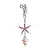 304 Stainless Steel Pave Cubic Zirconia & Plastic Pearl & Natural Shell Starfish Dangle Clip on Belly Rings FS-WG69EA3-02-1