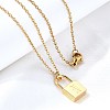304 Stainless Steel Rolo Chain Pendant Necklaces NJEW-S444-01G-14-1