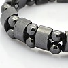 Magnetic Hematite Tow Row Rectangle and Round Beads Stretch Bracelets for Valentine's Day Gift LS-BJEW-M066-11-2