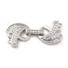 Rack Plating Brass Micro Pave Clear Cubic Zirconia Fold Over Clasps KK-H447-15P-1
