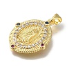Rack Plating Brass Micro Pave Clear Cubic Zirconia Pendants KK-G500-02B-G-2