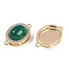 Natural Green Onyx Agate(Dyed & Heated) Oval Connector Charms KK-U043-50G-02-2