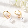 Brass Glass Round Hoop Earrings EJEW-P331-01G-2