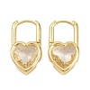 Heart Brass Micro Pave Clear Cubic Zirconia Hoop Earrings EJEW-D348-06G-2