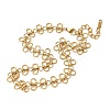 304 Stainless Steel Bowknot Ring Link Chain Necklaces for Women NJEW-Z086-03G-2