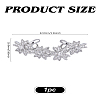 1Pc Brass Fashionable Rhinestone Flower Cuff Earrings EJEW-LP0012-11P-2