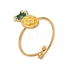 Adjustable 304 Stainless Steel Enamel Cuff Rings for Women RJEW-B152-01G-02-5