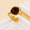 Natural Tiger Eye Chip with 304 Stainless Steel Cuff Open Rings WG3F4EB-03-1