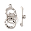 Rhodium Plated 925 Sterling Silver 3-Ring Toggle Clasps STER-P049-01P-1