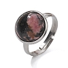 Half Round Natural Rhodonite Finger Rings RJEW-M062-01P-07-2
