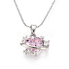 Brass Cubic Zirconia Heart Planet Pendant 304 Stainless Steel Chain Necklaces NJEW-T018-06P-4