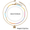 304 Stainless Steel Pendant Colorful Glass Beaded Double Layer Necklaces for Daily Wear WG8061-2-4