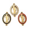 304 Stainless Steel Rhinestone Oval with Saint Jude Connector Charms STAS-H479-01G-1