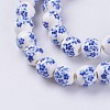 Handmade Flower Printed Porcelain Ceramic Beads Strands PORC-J006-C03-3