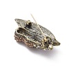 Horse's Head Alloy Rhinestone Brooches LS-JEWB-E041-18AB-03-3