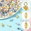 96Pcs 2 Colors Round Glass Pearl & Alloy Connector Charms PALLOY-FS00060-3